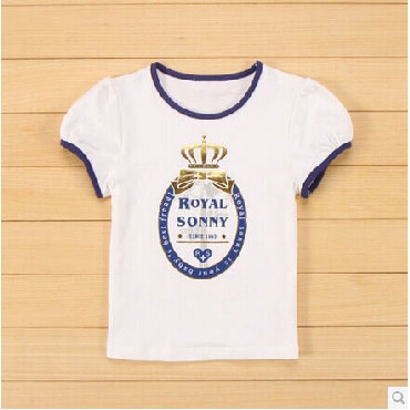 皇家宝贝 印花短袖T恤 女童夏季 圆领上衣322120102