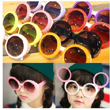 复古米奇双层太阳镜 儿童翻盖圆形男童女童 太阳眼镜 卖萌神器