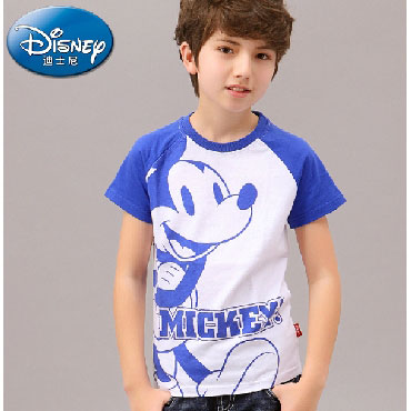 迪士尼 童装 男童短袖纯棉T恤 儿童卡通短袖T恤