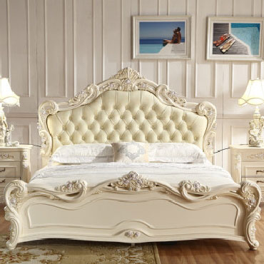 伏贝尼 实木床 欧式床 双人床 公主床 法式家具 象牙白 1.8*2.0米