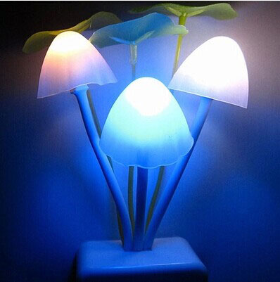 创意浪漫渐变蘑菇自动七彩光控小夜灯节能灯 LED梦幻装饰灯感应灯
