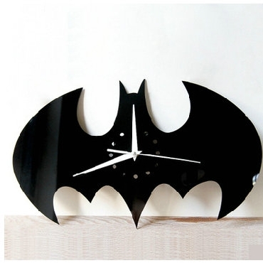 funlife 客厅DIY挂钟墙贴钟 创意蝙蝠侠钟表家居装饰品工艺挂钟